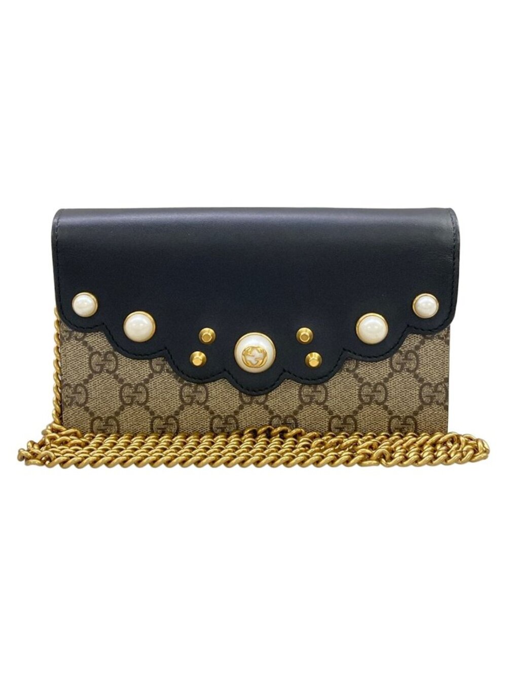 Gucci Wallet Chain Brown Black Multi Leather Shoulder Bag